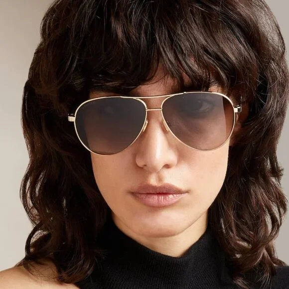 Jimmy Choo JIMENA/S 006J HA Aviator Sunglasses - Gold/Havana  display picture 3